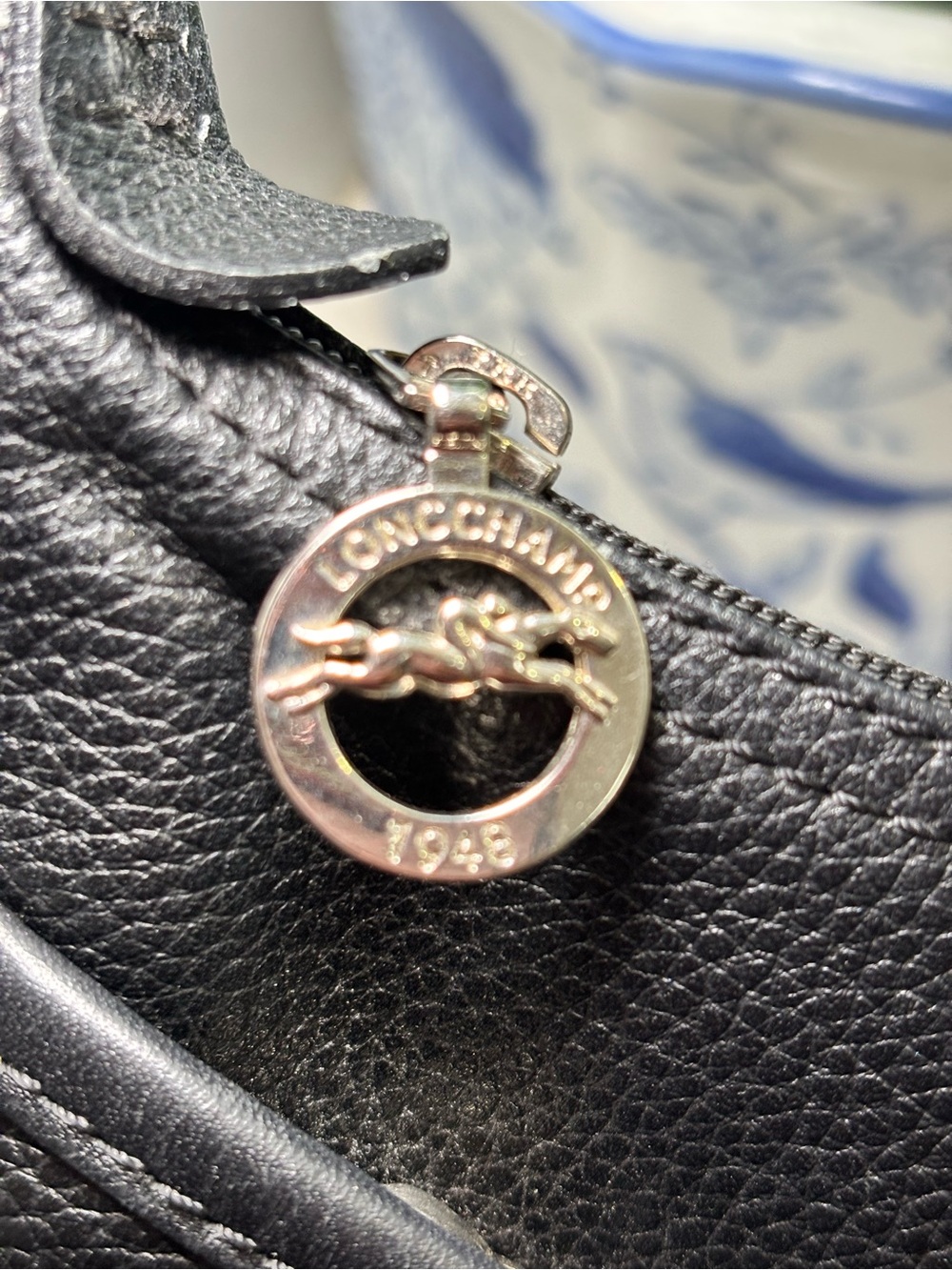β¨ Longchamp Vintage Black Pebbled Leather Hobo Shoulder Bag France Classic Y2K β¨ - Picture 4 of 11